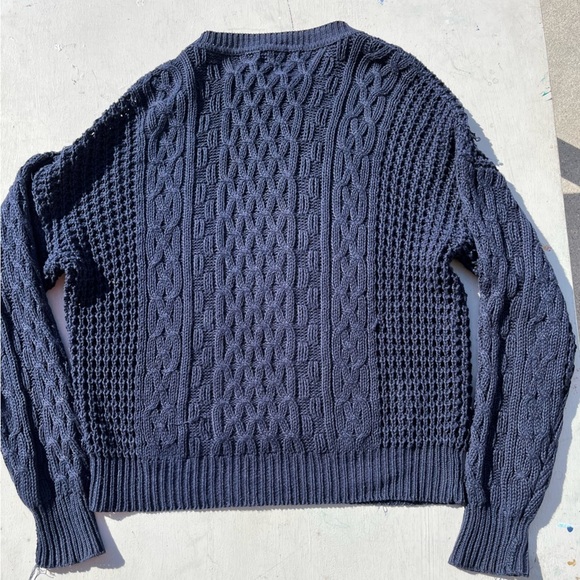Men's Vintage Structure Sweater Navy Blue Cable Knit XL Defunct 90s Y2K Preppy - Picture 9 of 14